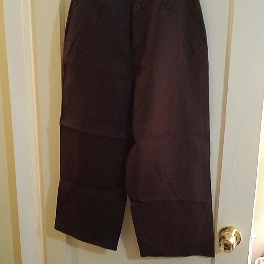 Bass & Co wide leg linen Capri bushel brown NWT